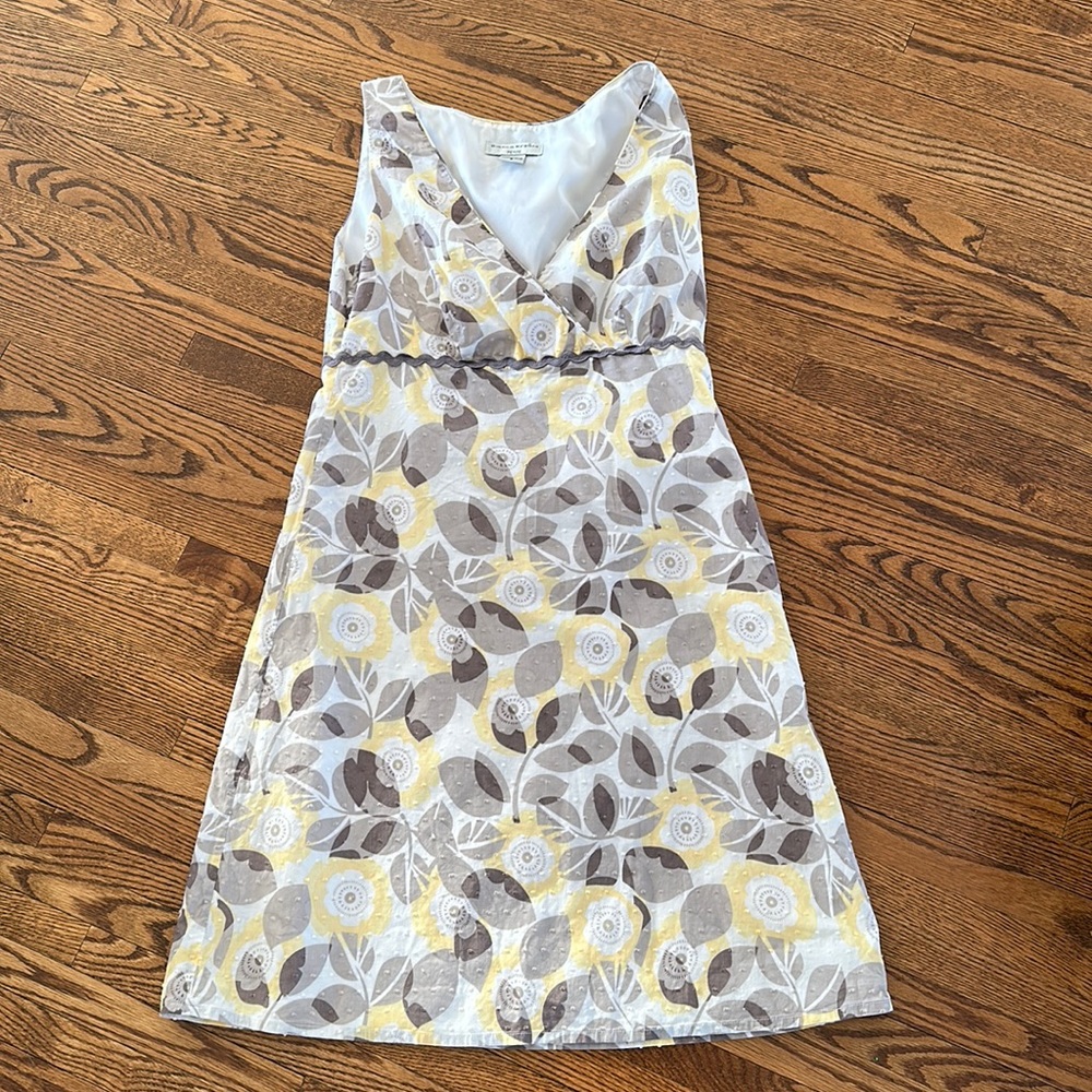 Bianca Nygard grey floral print sun dress size 8